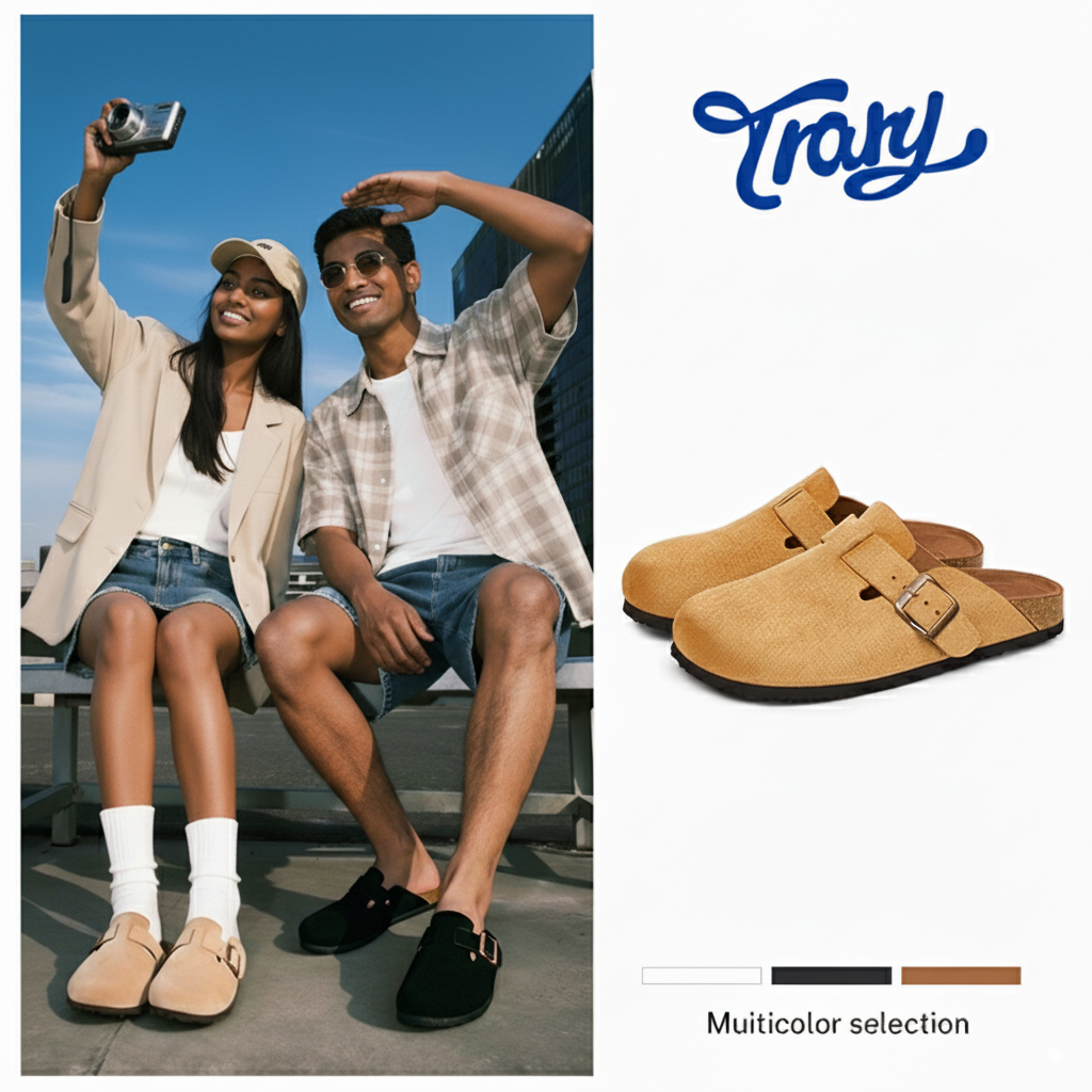 Trary Potato Clogs - Premium Vegan Suede Comfort Clogs with Cork Footbed | Unisex