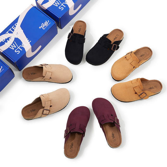 Trary Potato Clogs - Premium Vegan Suede Comfort Clogs with Cork Footbed | Unisex
