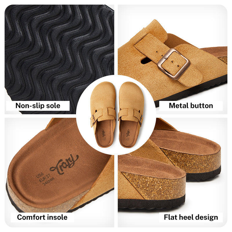 Trary Potato Clogs - Premium Vegan Suede Comfort Clogs with Cork Footbed | Unisex