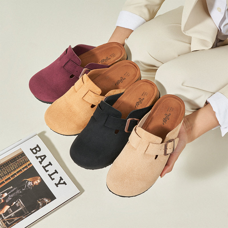 Trary Potato Clogs - Premium Vegan Suede Comfort Clogs with Cork Footbed | Unisex